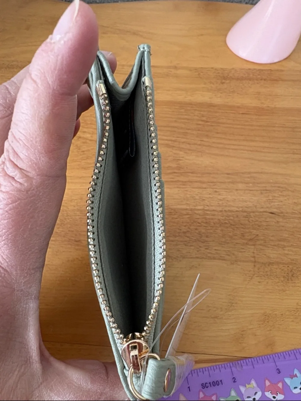 Ophelia Roe Sage Green faux leather Card Wallet coin purse ID wallet Compact